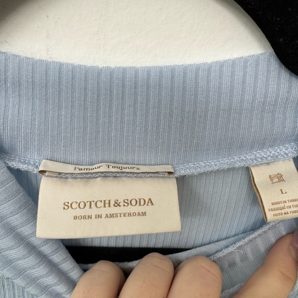 Scotch & Soda Sky Blue Ribbed Tee - Picture 3 of 4